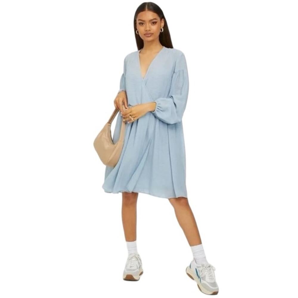 New Samsoe Samsoe Jolie Short Flowy Dress in Dusty Blue Size Large